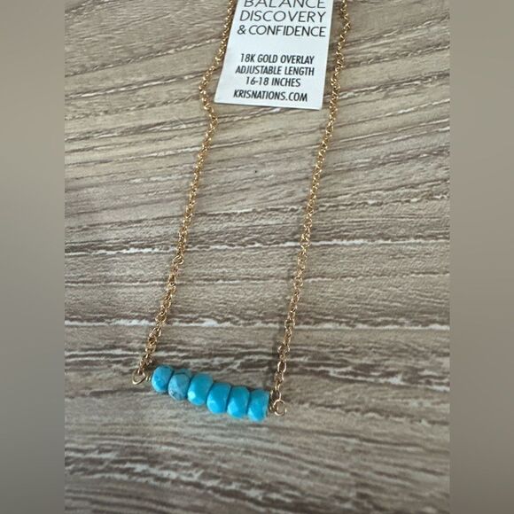 Turquoise 18k gold necklace NWT - Picture 2 of 2